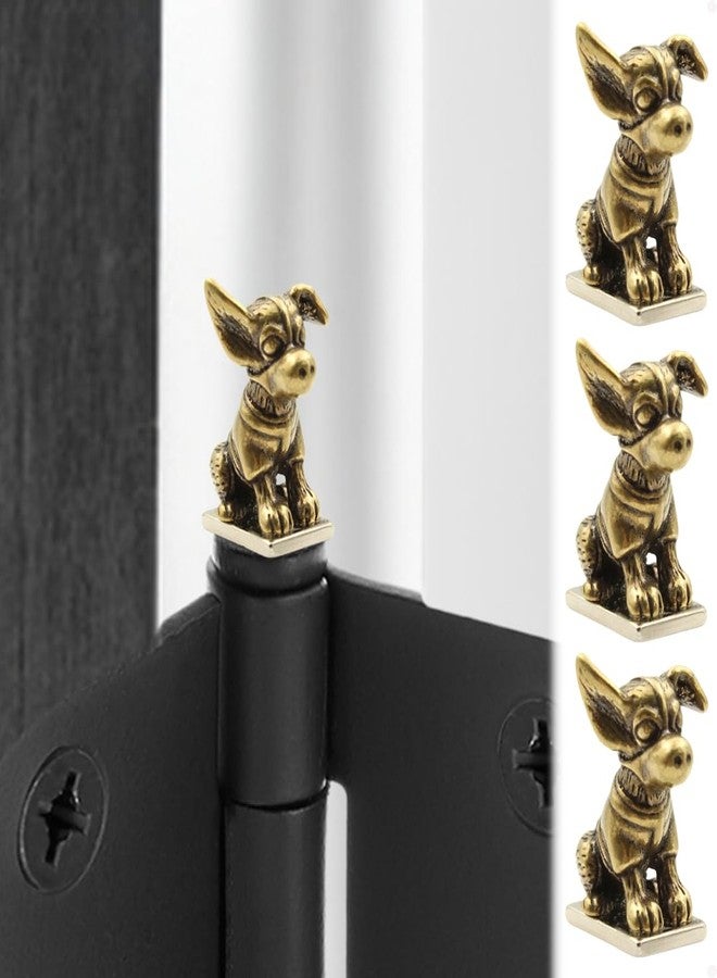 Wallertree Brass Dog Hinge Heads Decorative Topper Set of 3 - Magnetic Hinge Head Toppers - Vintage Animal Door Hinge Head Home Decoration - Image 1